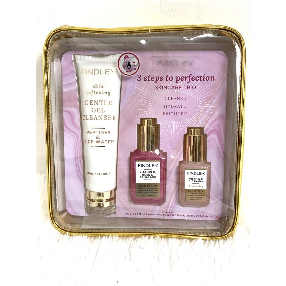 Findley Skincare Trio Cleanse Hydrate & Brighten Face Serum 3 Step To Perfection